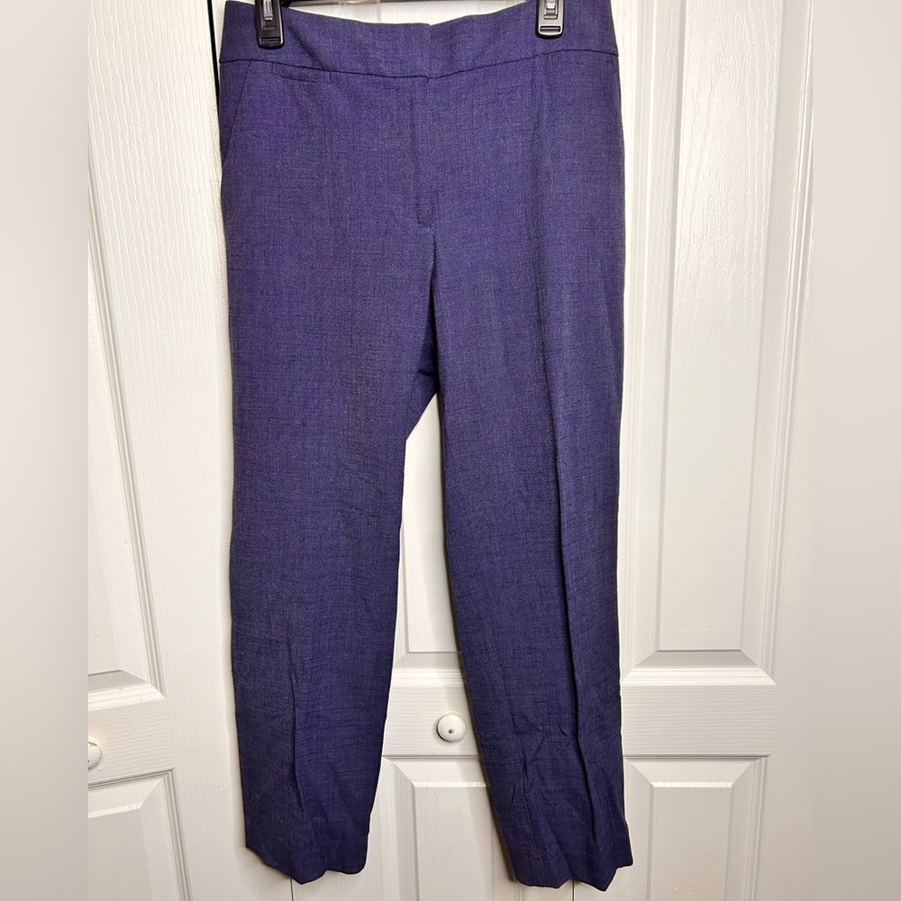 Ann Taylor LOFT Marisa Blue Linen Blended‎ Cropped Trouser Pants Size 12